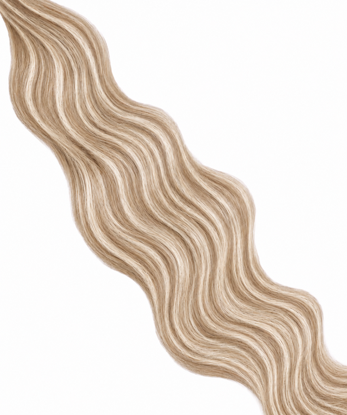 Invisible Weft Extensions — #18/#60a Ash Honey Luxe Mix | 22 inch | 50g